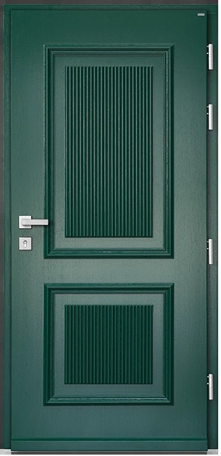 Drzwi zewnętrzne drewniane Doorsy model EASTWOOD Zielony z kolekcji Retro Termo 100